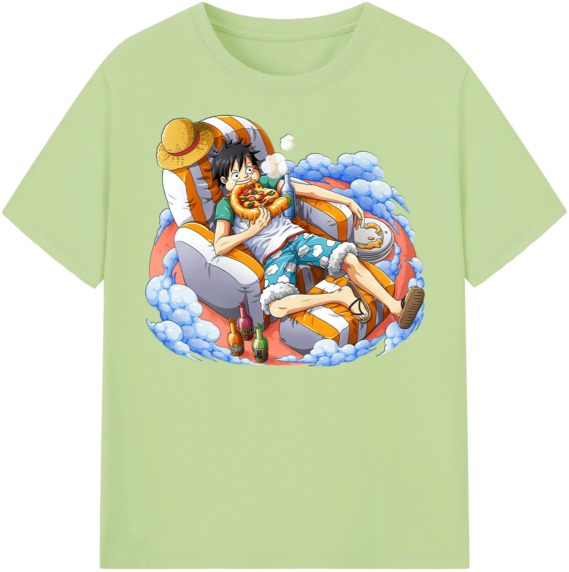ワンピース モンキー・D・ルフィ ONE PIECE Monkey D. Luffy 綿100％半袖Tシャツ（フロントプリント）